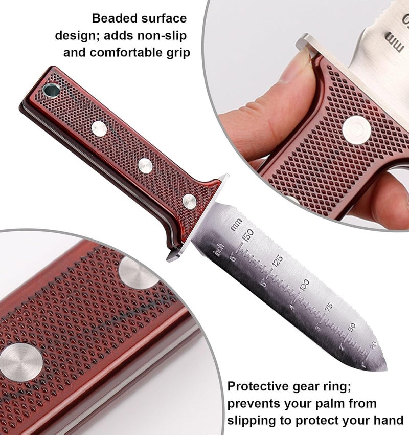 AKADO Gardening Hori Hori Garden Knife - Gardening Knife,Soil Kniver, Serrated Side Weeding,Digging,Garden Knives With Sheath,Full Tang Hori Hori - Image 2
